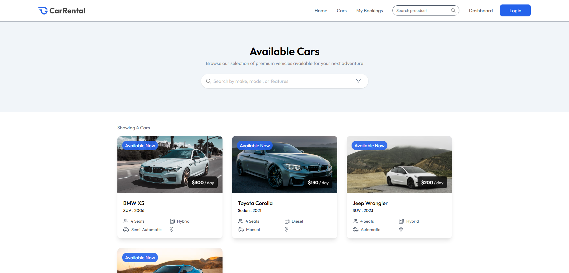 Available cars